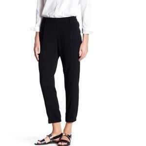 Vince Satin Piped Black Pull On Pants Size Small Cropped Elastic Waist